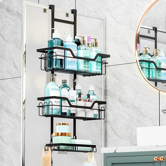 Over The Door Bathroom Shower Organizer Hanging Storage Rack Multi-Layer Basket Shelves for Toiletries Shampoo - 4