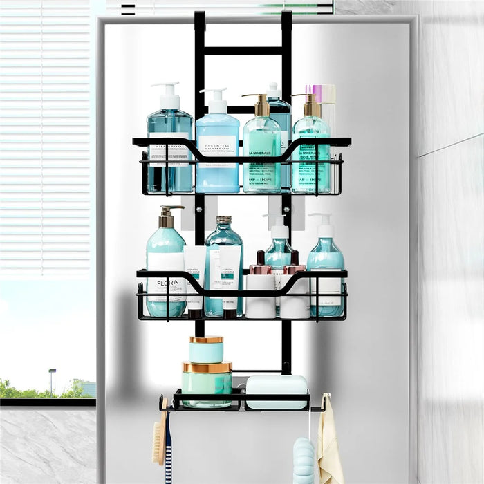 Over The Door Bathroom Shower Organizer Hanging Storage Rack Multi-Layer Basket Shelves for Toiletries Shampoo - 5