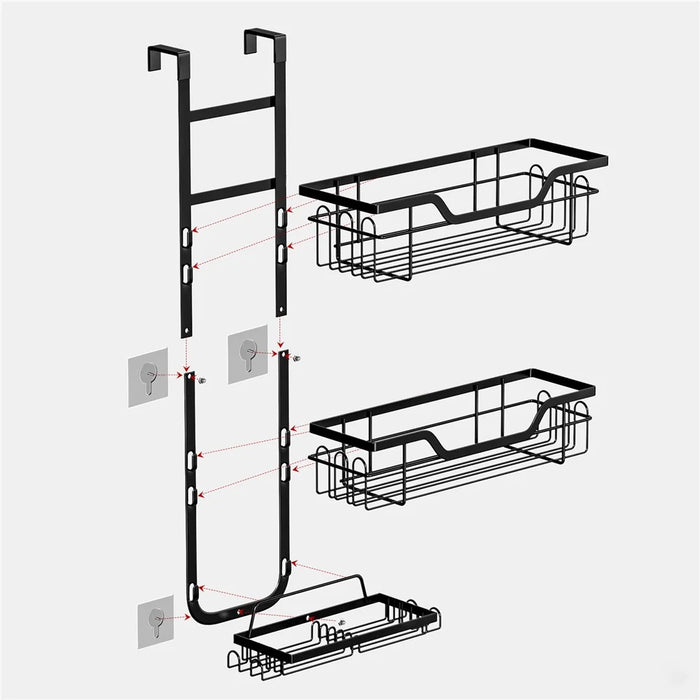 Over The Door Bathroom Shower Organizer Hanging Storage Rack Multi-Layer Basket Shelves for Toiletries Shampoo - 7