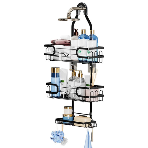 Shower Head Holder Bathroom Hanging Basket Storage Rack Wall Mounted Organizer Multi-Layer for Toiletries - 1