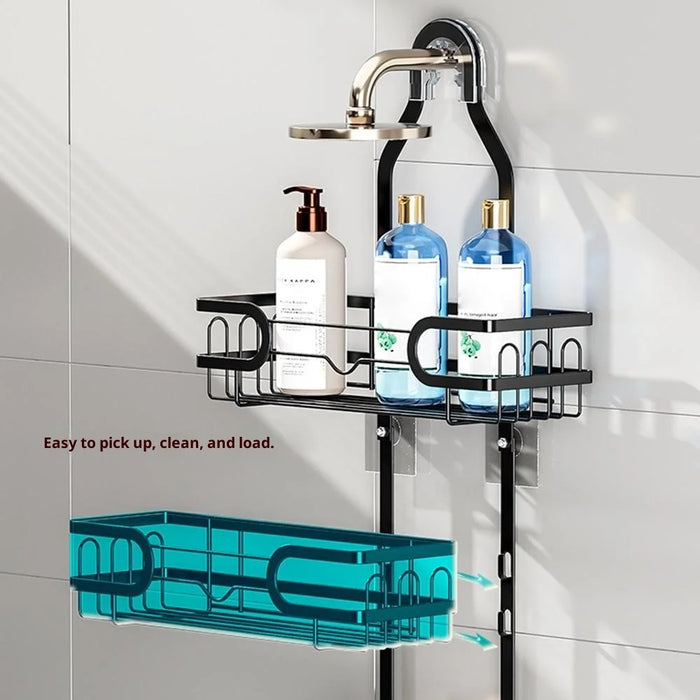 Shower Head Holder Bathroom Hanging Basket Storage Rack Wall Mounted Organizer Multi-Layer for Toiletries - 2