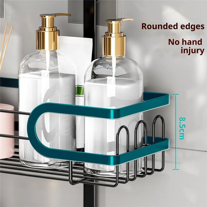 Shower Head Holder Bathroom Hanging Basket Storage Rack Wall Mounted Organizer Multi-Layer for Toiletries - 4