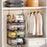 Foldable Hanging Closet Organizer 4-Tier Storage Shelf Divider Wardrobe Space Saver for Clothes - Black - 3