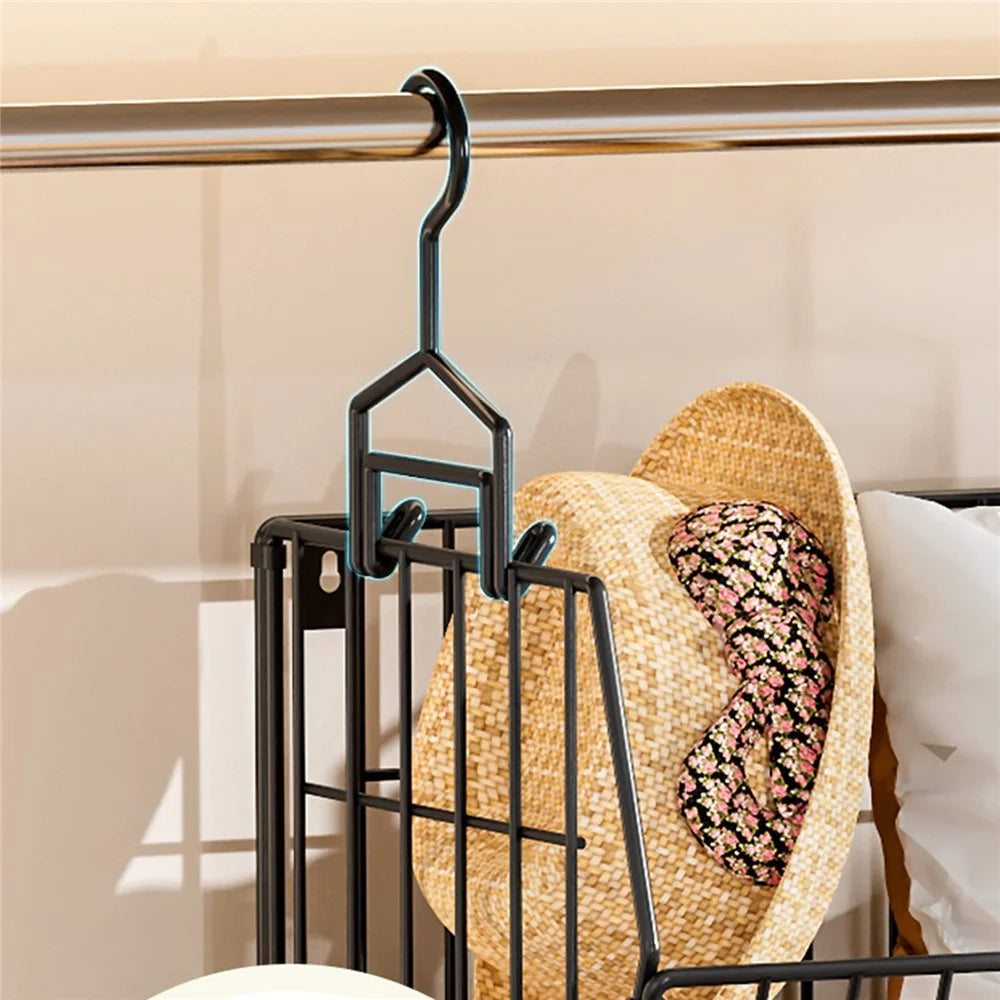Foldable Hanging Closet Organizer 5-Tier Storage Shelf Divider Wardrobe Space Saver for Clothes - Black - 2