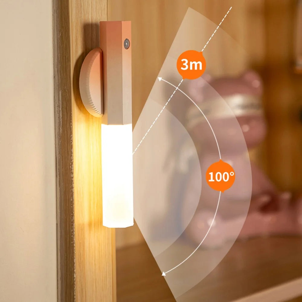 LED Motion Sensor Night Light Rechargeable Wall Light Magnetic Stick-On Gradual Brightness for Hallway / Bedroom / Bathroom - Gradient Purple - 3