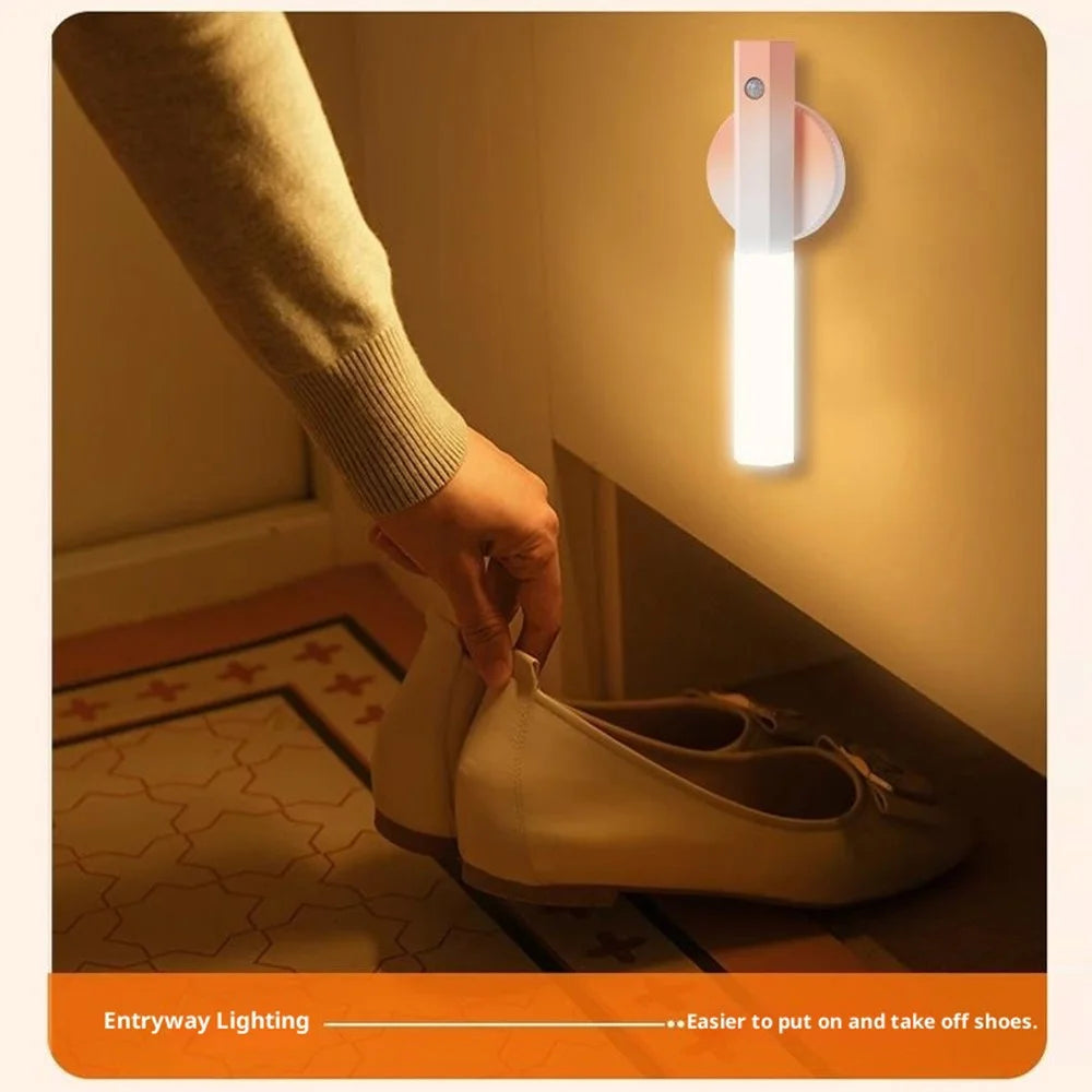 LED Motion Sensor Night Light Rechargeable Wall Light Magnetic Stick-On Gradual Brightness for Hallway / Bedroom / Bathroom - Gradient Purple - 6
