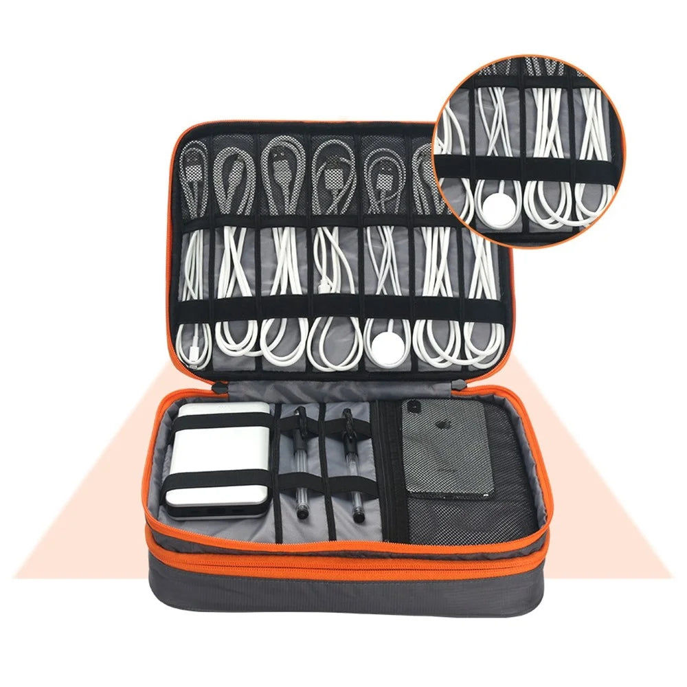MAPLESTORY MD079 Electronic Organizer Portable Cord Organizer Travel Waterproof Case USB Cables/Chargers/Power Bank/Flash Drive/Cell Phone Storage Bag - Light Grey - 6