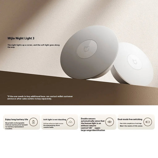XIAOMI MIJIA Night Light Wide Angle Motion Sensor 2700K Warm White Lamp with Magnetic Base (Chinese Version) - 2
