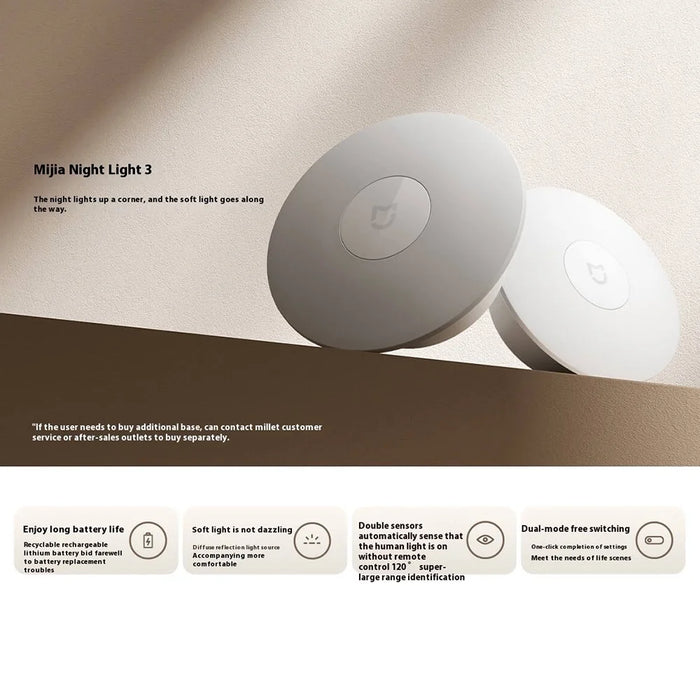 XIAOMI MIJIA Night Light Wide Angle Motion Sensor 2700K Warm White Lamp with Magnetic Base (Chinese Version) - 2