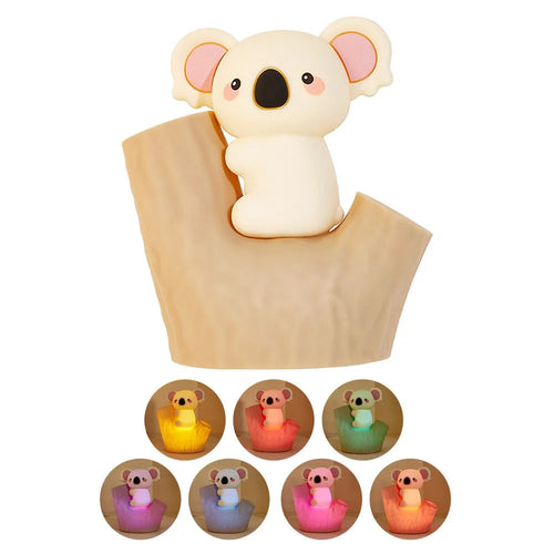 820 7-Color Gradient Koala Tap-Activated Control Light 2-Level Dimming Timer Cartoon Silicone Night Lamp Rechargeable for Bedroom - 1