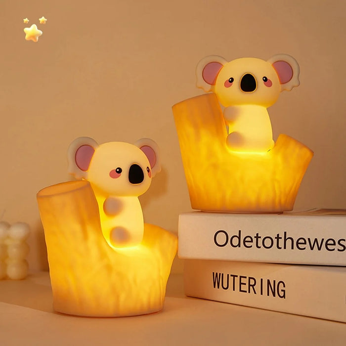 820 7-Color Gradient Koala Tap-Activated Control Light 2-Level Dimming Timer Cartoon Silicone Night Lamp Rechargeable for Bedroom - 3