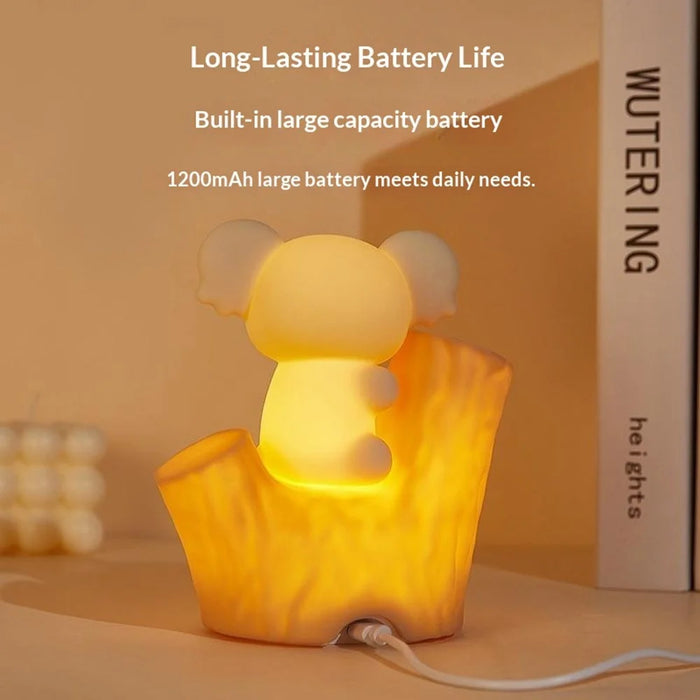 820 7-Color Gradient Koala Tap-Activated Control Light 2-Level Dimming Timer Cartoon Silicone Night Lamp Charging Remote Control - 6