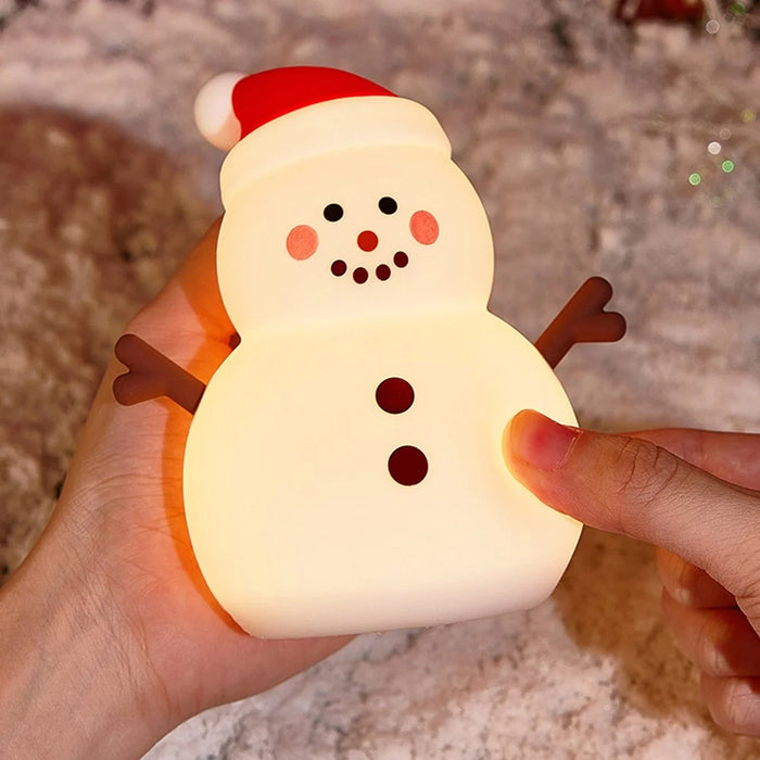 821 Snowman Silicone Tap-Activated Control Light 3-Level Brightness Control Christmas Night Lamp Rechargeable - 2