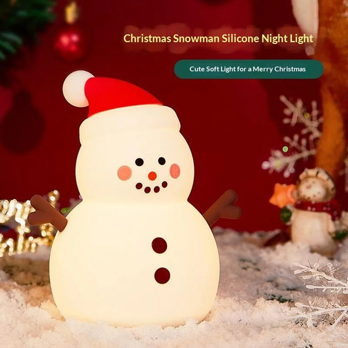 821 Snowman Silicone Tap-Activated Control Light 3-Level Brightness Control Christmas Night Lamp Rechargeable - 3