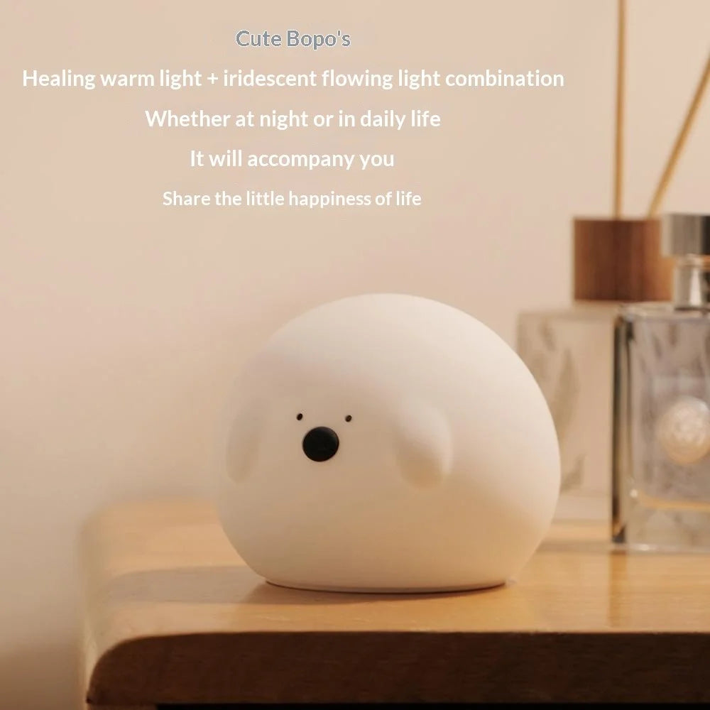 Bopo Silicone 2-Speed Timer Night Light Simple Animal Touch-Sensitive Control Lamp USB-C Rechargeable - 3