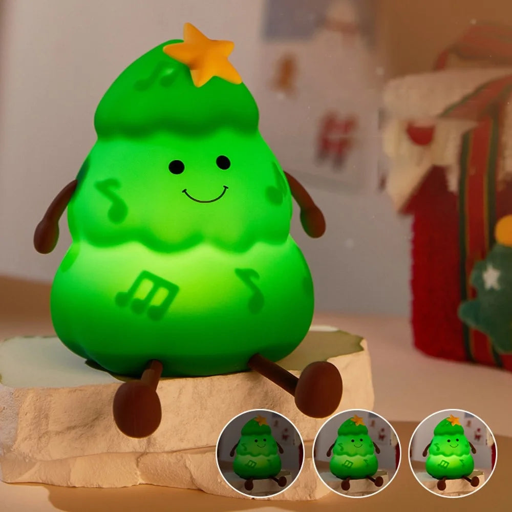 822 Christmas Tree 3-Level Dimming Timer Silicone Night Light Touch-Sensitive Control Phone Stand Pat Lamp - Green - 1