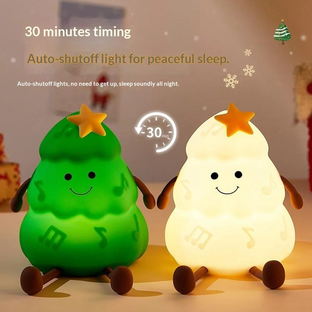 822 Christmas Tree 3-Level Dimming Timer Silicone Night Light Touch-Sensitive Control Phone Stand Pat Lamp - Green - 4