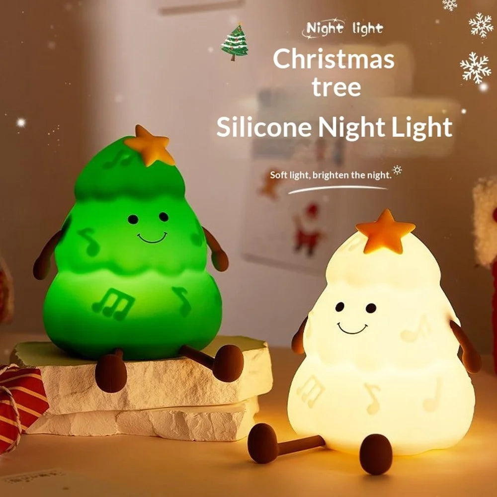 822 Christmas Tree 3-Level Dimming Timer Silicone Night Light Touch-Sensitive Control Phone Stand Pat Lamp - Green - 5