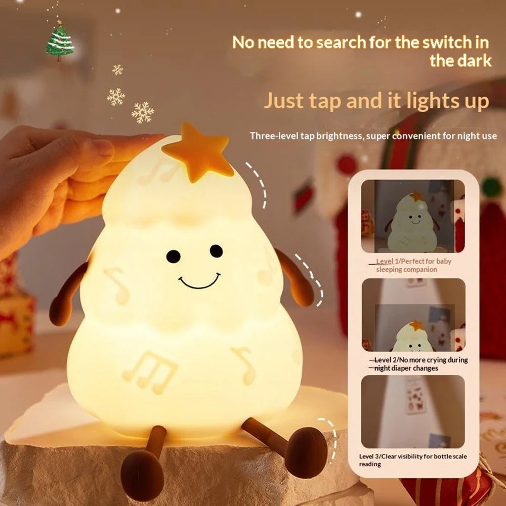 822 Christmas Tree 3-Level Dimming Timer Silicone Night Light Touch-Sensitive Control Phone Stand Pat Lamp - Green - 6
