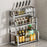50cm 3 Layer Kitchen Countertop Storage Rack Stainless Steel Spice Organizer Knife Holder with Removable Hooks - Bright Color - 1
