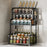 40cm 3 Layer Kitchen Storage Rack Carbon Steel Spice Organizer with Removable Hooks Knife Holder - Black - 1