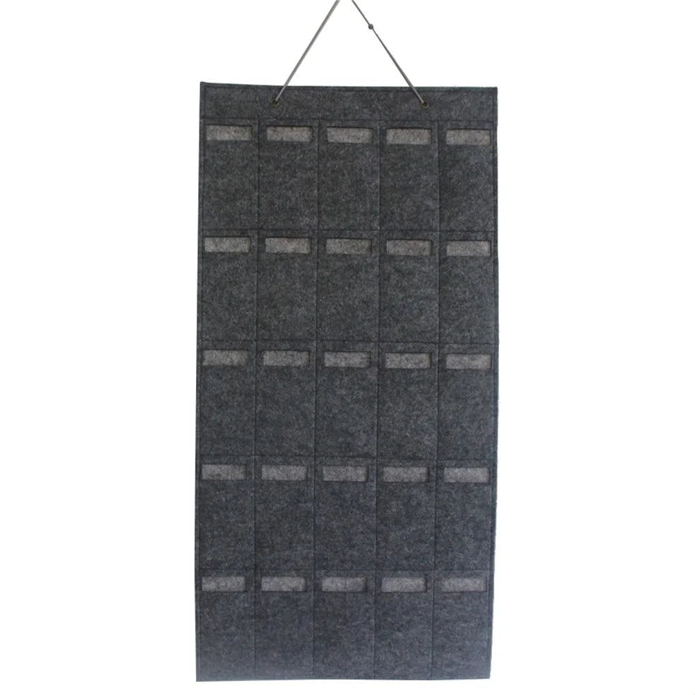 25 Slots Wall Hanging Felt Sunglasses Holder Bag Eyeglasses Storage Pouch Organizer, Style B - Dark Grey - 1