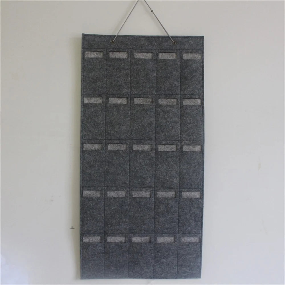 25 Slots Wall Hanging Felt Sunglasses Holder Bag Eyeglasses Storage Pouch Organizer, Style B - Dark Grey - 2
