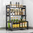 Carbon Steel 40cm 3 Layer Kitchen Storage Rack Spice Organizer Countertop Knife Holder with Hook - 1