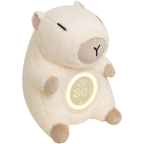 Cute Capybara Shape Plush Toy Bedside Lamp for Bedroom Alarm Clock with Night Light Birthday Gift - 1