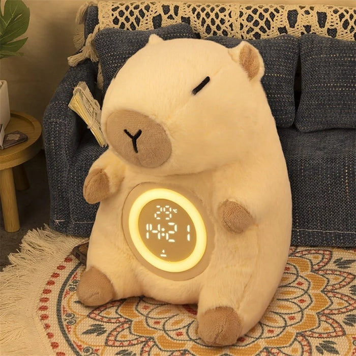 Cute Capybara Shape Plush Toy Bedside Lamp for Bedroom Alarm Clock with Night Light Birthday Gift - 3