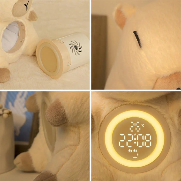 Cute Capybara Shape Plush Toy Bedside Lamp for Bedroom Alarm Clock with Night Light Birthday Gift - 6