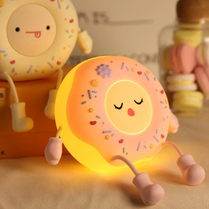 Cartoon Donut Shape Night Light Cute Bedside Lamp Nursery Feeding Light Birthday Gift - Pink - 2