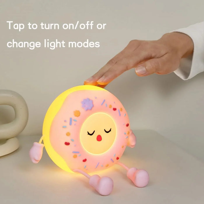 Cartoon Donut Shape Night Light Cute Bedside Lamp Nursery Feeding Light Birthday Gift - Pink - 5