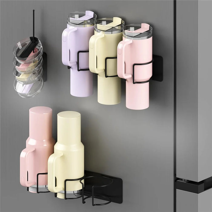 3Pcs / Set Kitchen Magnetic Fridge Mount Carbon Steel Storage Rack for Stanley Cup and Lid Holder - 2