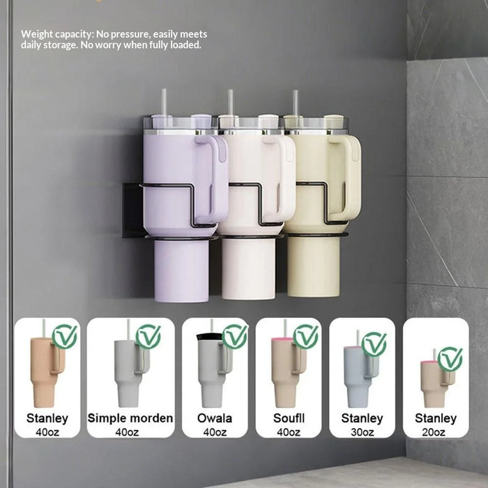 3Pcs / Set Kitchen Magnetic Fridge Mount Carbon Steel Storage Rack for Stanley Cup and Lid Holder - 5