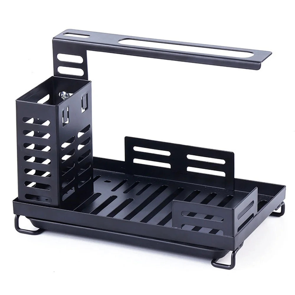 Sink Caddy Organizer for Kitchen Soap Dispenser Holder No Drilling Wall Mounted Sponge Drain Rack - 1