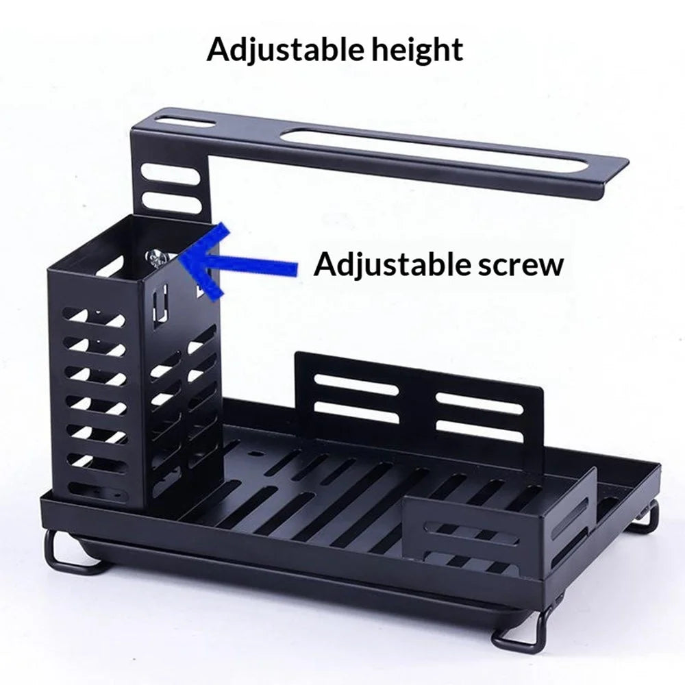Sink Caddy Organizer for Kitchen Soap Dispenser Holder No Drilling Wall Mounted Sponge Drain Rack - 6
