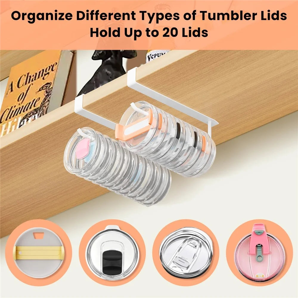 2Pcs Large Carbon Steel Lid Organizer Drill-Free Paper Towel Holder Carbon Steel Hanging Rack Space Saving - Black - 4