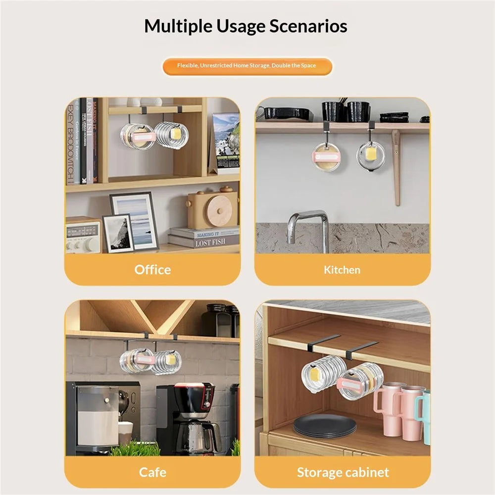 2Pcs Large Carbon Steel Lid Organizer Drill-Free Paper Towel Holder Carbon Steel Hanging Rack Space Saving - Black - 6