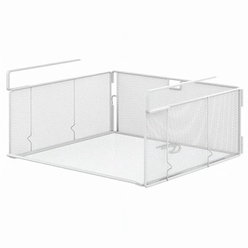 1Pc Under Cabinet Basket Organizer Foldable No Drill Storage Rack Stackable for Kitchen Closet - White - 1