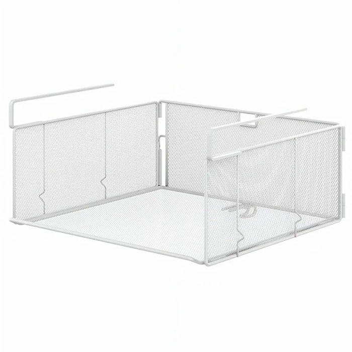 1Pc Under Cabinet Basket Organizer Foldable No Drill Storage Rack Stackable for Kitchen Closet - White - 1