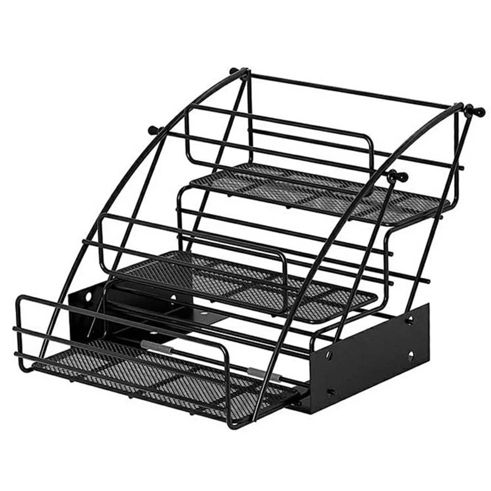 3-Tier Expandable Spice Rack Organizer Iron Kitchen Storage Shelf for Cabinet Countertop Pantry - Black - 1