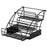 3-Tier Expandable Spice Rack Organizer Iron Kitchen Storage Shelf for Cabinet Countertop Pantry - Black - 1