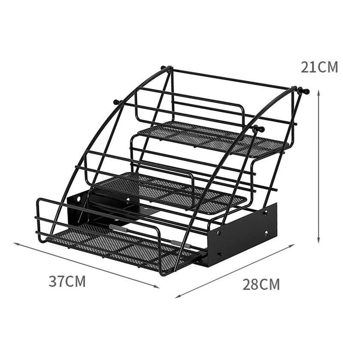 3-Tier Expandable Spice Rack Organizer Iron Kitchen Storage Shelf for Cabinet Countertop Pantry - Black - 6
