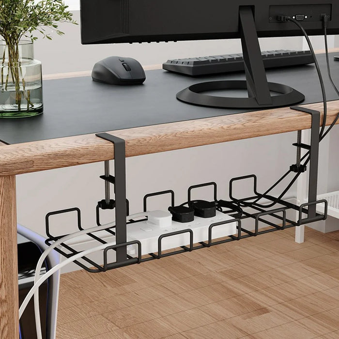 Under Desk Cable Management Tray Adjustable Wire Organizer No Drill Cord Holder for Office  /  Home - 3
