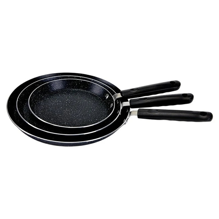 Non-Stick Frying Pan Set 3Pcs 18cm+22cm+26cm Aluminum Pancake Skillet for Induction / Gas Stove Home Cooking - Black - 1