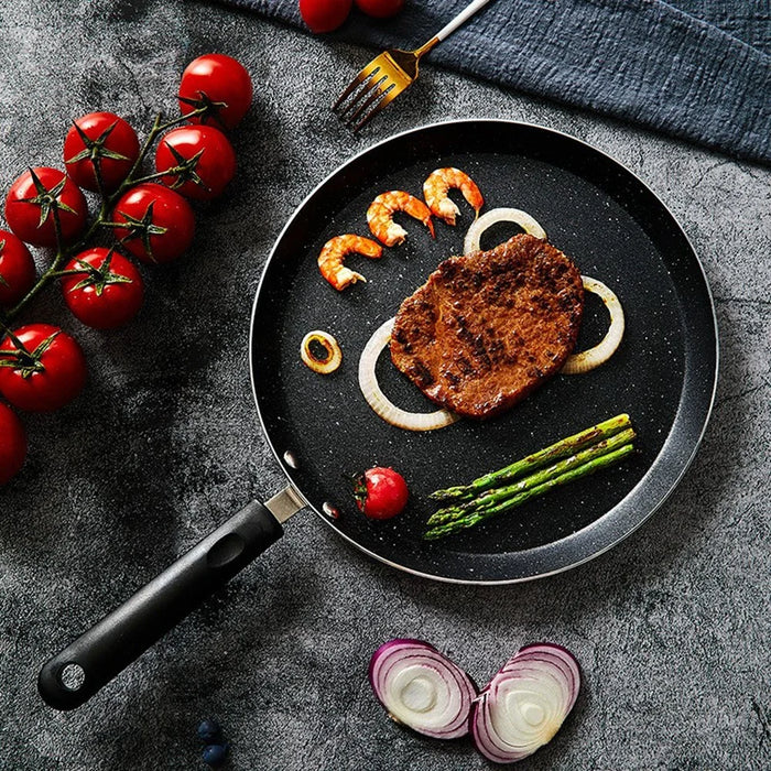 Non-Stick Frying Pan Set 3Pcs 18cm+22cm+26cm Aluminum Pancake Skillet for Induction / Gas Stove Home Cooking - Black - 2