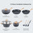 Granite Non-Stick Cookware Set 12Pcs Kitchen Utensils Marble Pattern Frying Pan / Stockpot / Sauce Pan for Home Cooking - Black - 7