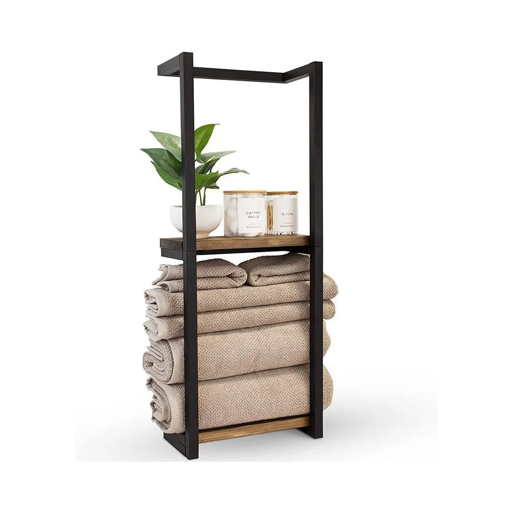 Wall Mounted Towel Rack Bathroom Organizer Iron Towel Bar Shower Storage Shelf for Toiletries / Washcloths / Bath Towels - 1