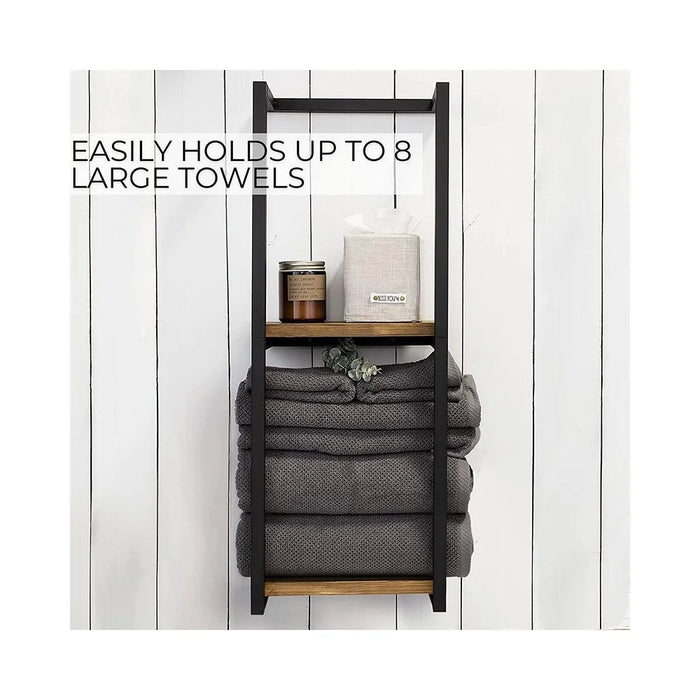 Wall Mounted Towel Rack Bathroom Organizer Iron Towel Bar Shower Storage Shelf for Toiletries / Washcloths / Bath Towels - 3
